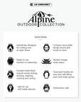 Le Creuset Alpine Outdoor Collection features on a white background