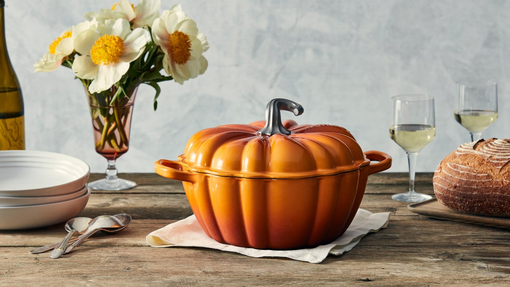 Le Creuset Enameled Cast Iron Figural Pumpkin Cocotte, 4 qt., w/Copper Knob