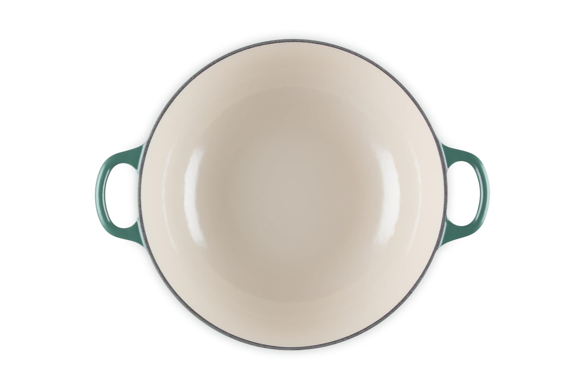 Green Soup pot with light interior with handles