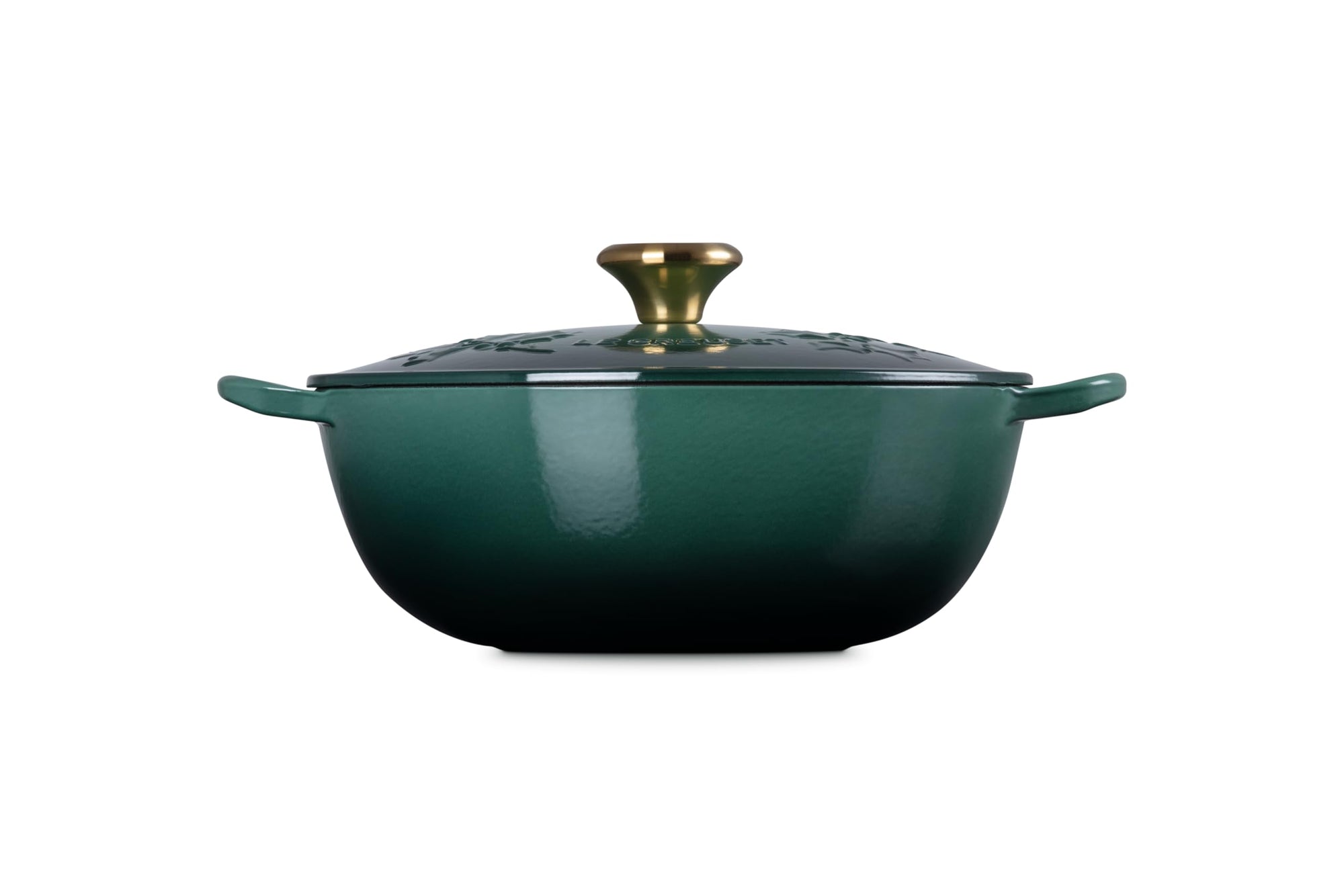 Green Soup pot with lid with gold knob