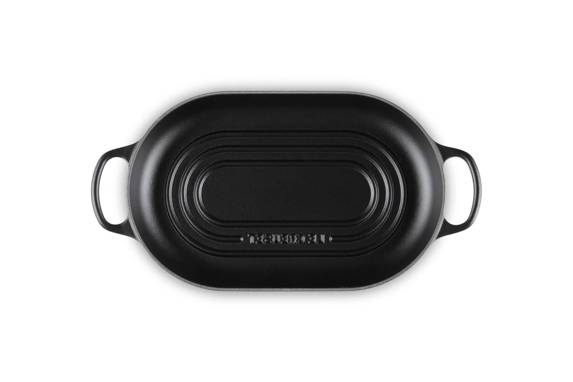 Licorice bread oven pan with handles displayed on a white background