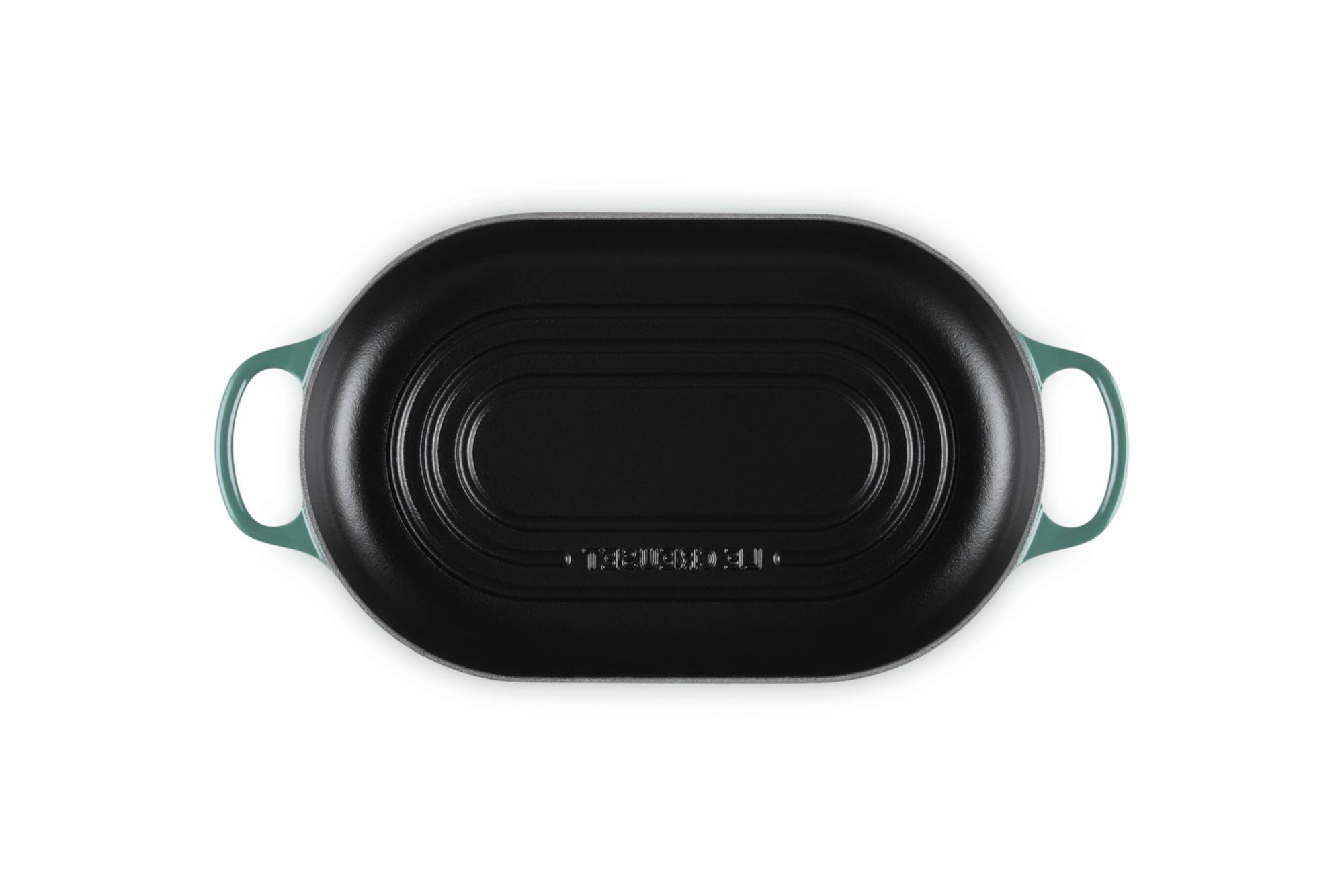 Top view of Artichaut bread oven pan with handles displayed on a white background