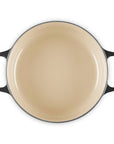 Top view of 3.5 qt Licorice Le Creuset Signature Round Wide Dutch Oven displayed on a white background