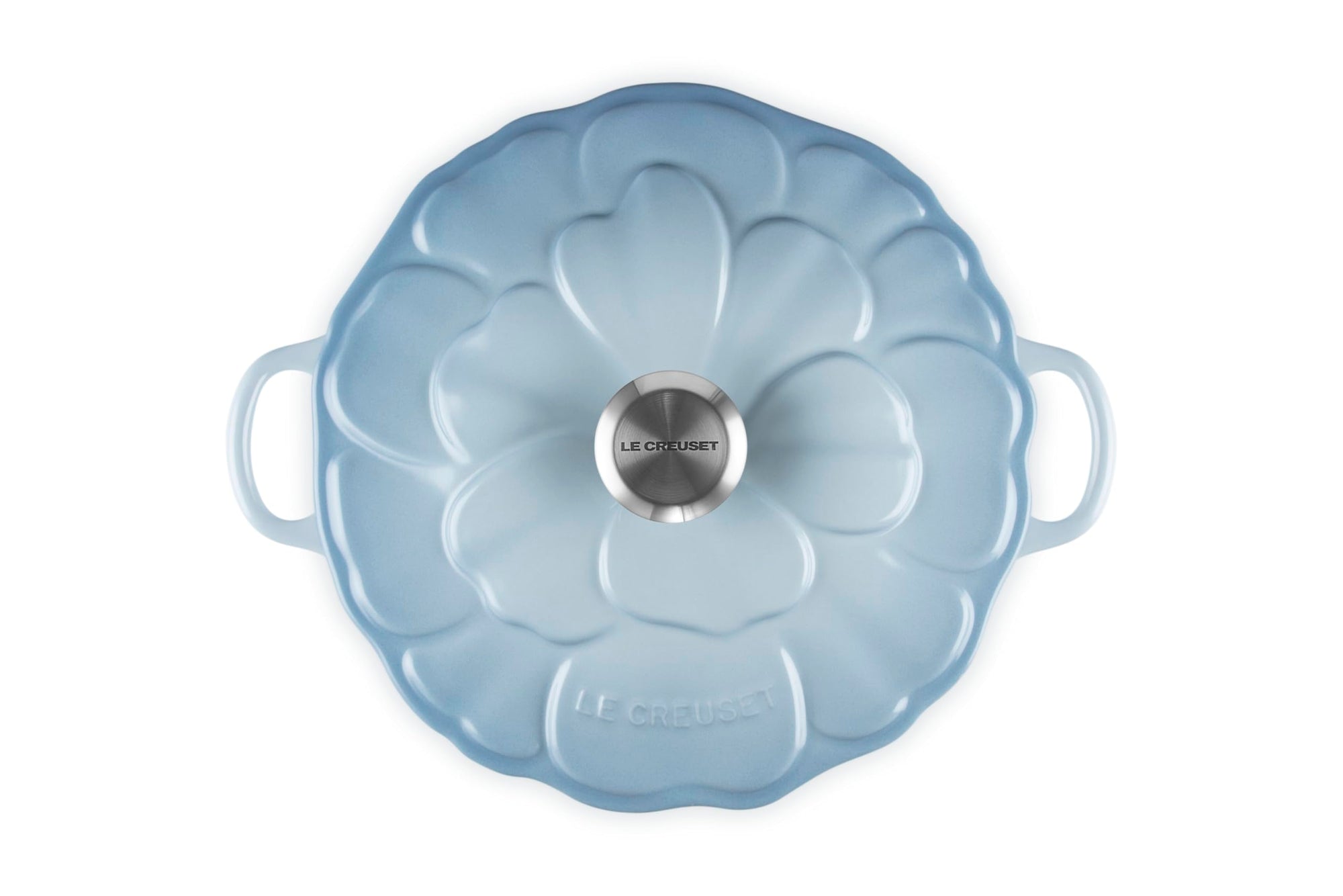 Blue floral-patterned cookware on a white background