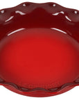 Top view of cerise Heritage 9" Pie Dish displayed on a white background