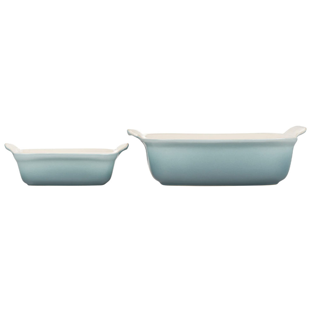 Le Creuset Stoneware Heritage Set of 2 Square Dishes - Sea Salt | J.L. Hufford