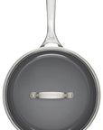 Stainless steel frying pan with a gray non-stick surface on a white background