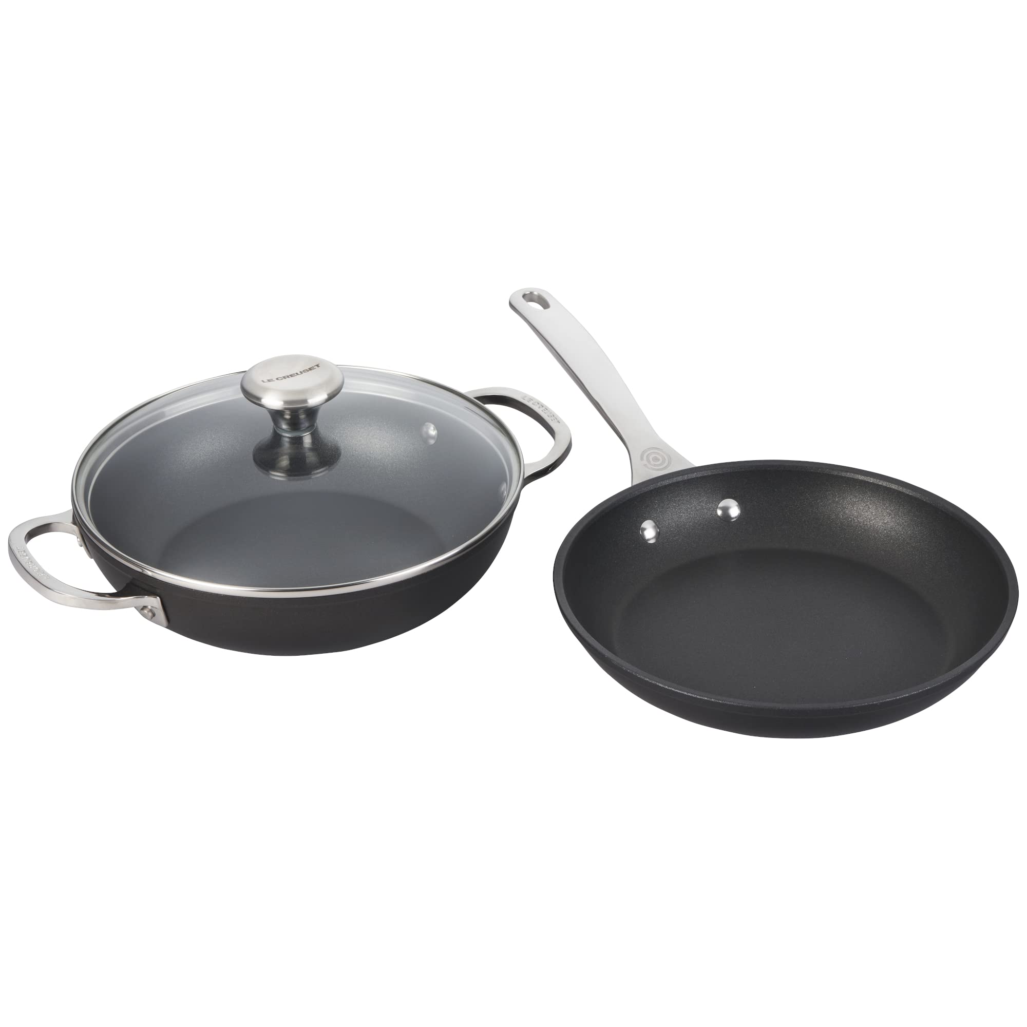 Le Creuset Toughened Nonstick Pro Cookware Set, 3pc. (9.5” Fry Pan & 2.5 qt. Braiser W/Glass Lid)