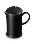 A matte black French press coffee maker with a matching lid, shown on a clean white background.