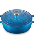3.5 qt Marseille Le Creuset Signature Round Wide Dutch Oven with a lid displayed on a white background
