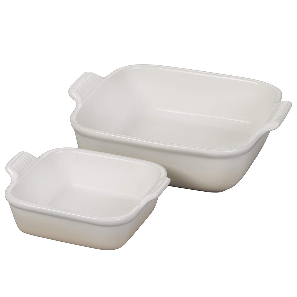 Le Creuset Stoneware Heritage Set of 2 Square Dishes - Meringue | J.L. Hufford