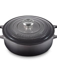 3.5 qt Oyster Le Creuset Signature Round Wide Dutch Oven with a lid displayed on a white background