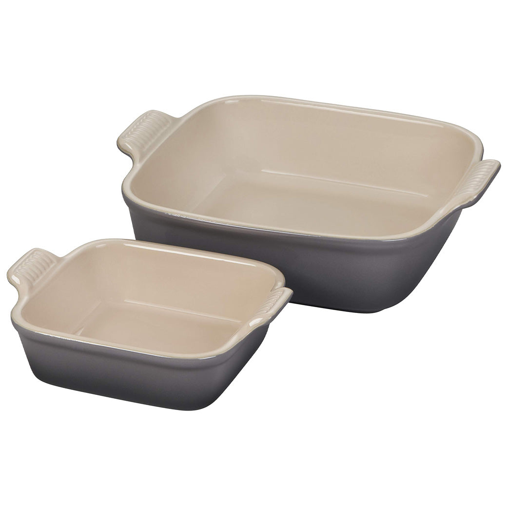 Le Creuset Stoneware Heritage Set of 2 Square Dishes - Oyster | J.L. Hufford