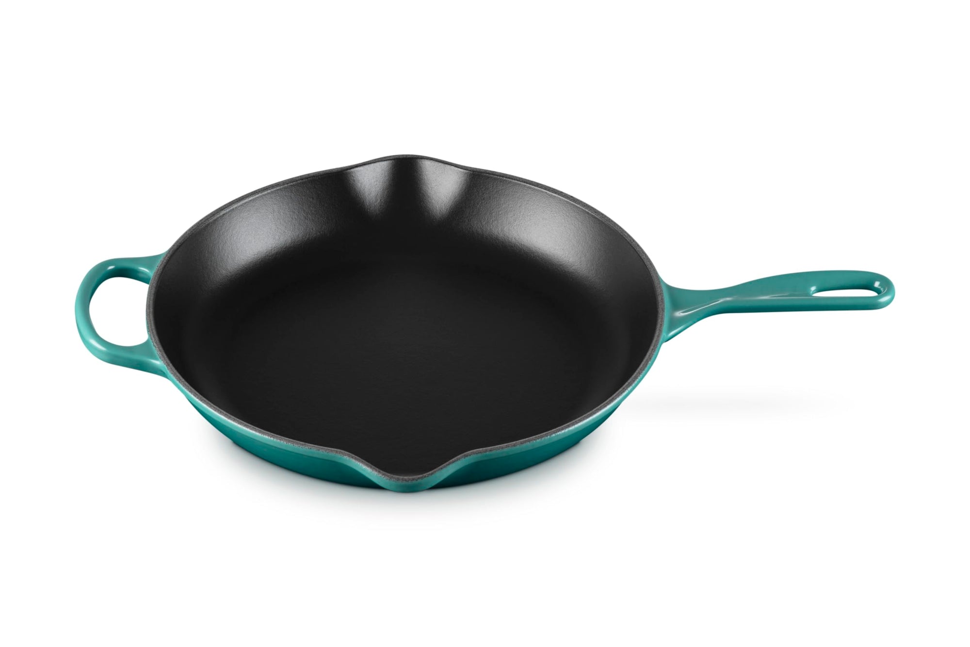 Riviera Le Creuset 11.75″ Enameled Cast Iron Signature Round Skillet with Handle displayed on a white background