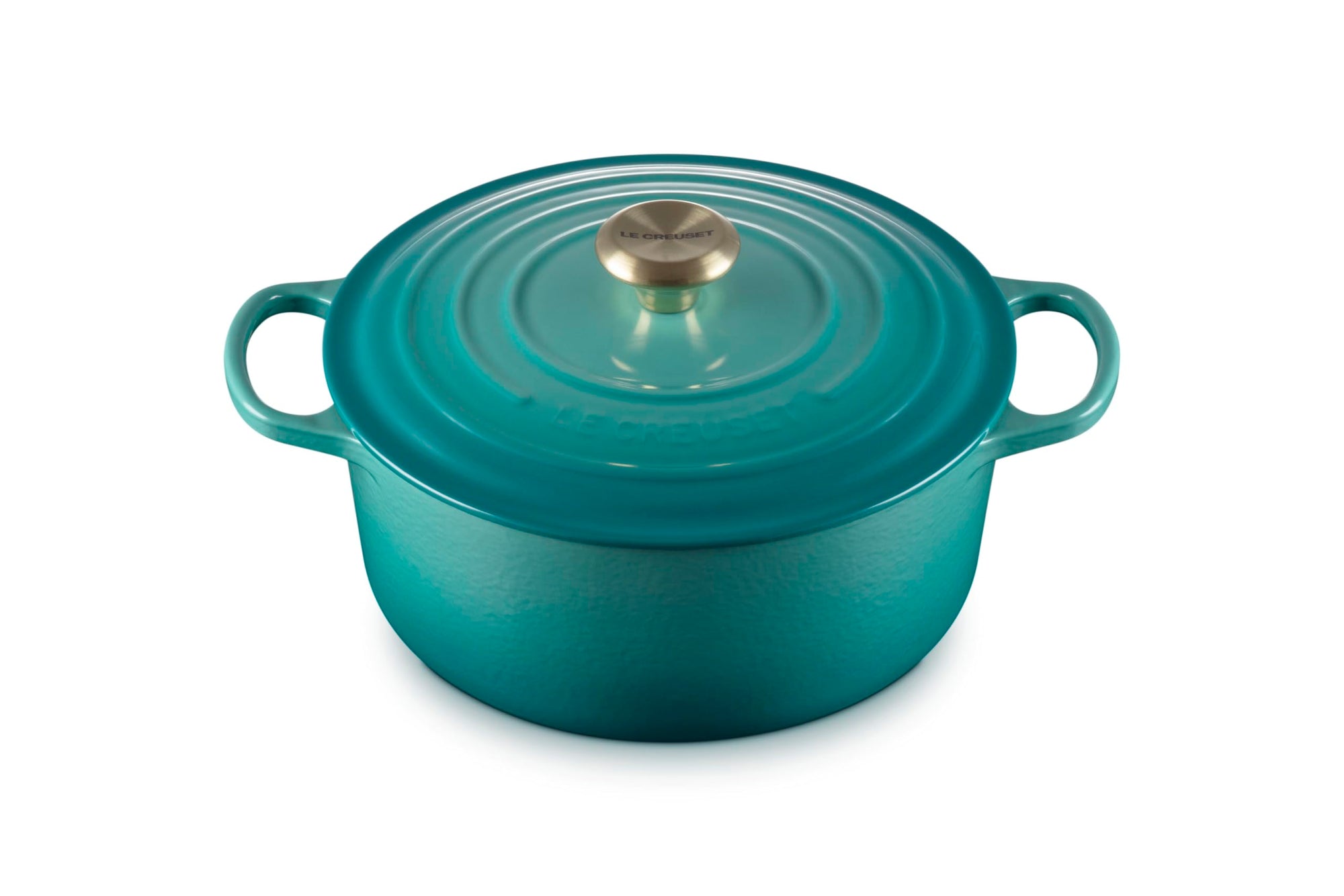 Riviera Le Creuset 5.5 qt Enameled Cast Iron Signature Round Dutch Oven displayed on a white background