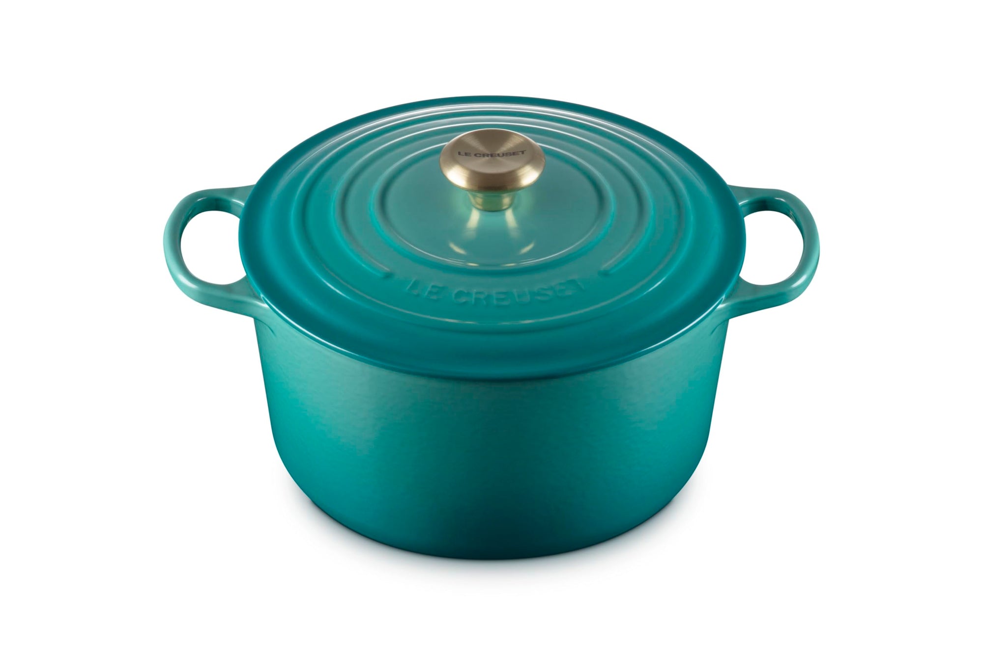 Riviera enameled cast iron Dutch oven with a lid on a white background