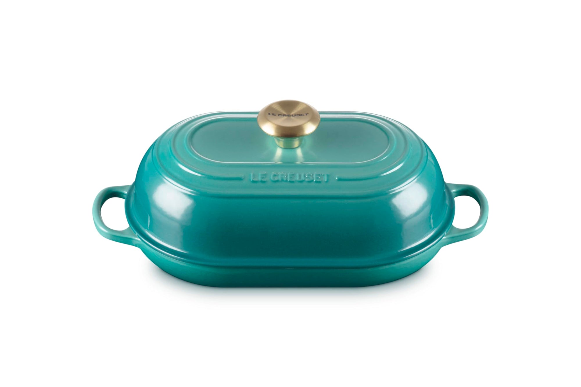 Riviera bread oven pan with lid and handles displayed on a white background