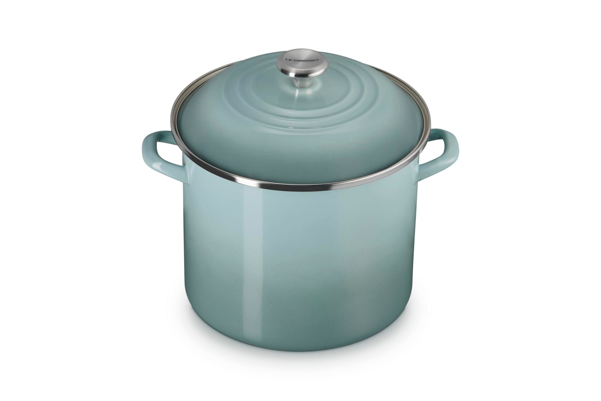 Sea salt pot and sea salt lid on a white background