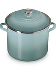 Sea salt pot and sea salt lid on a white background