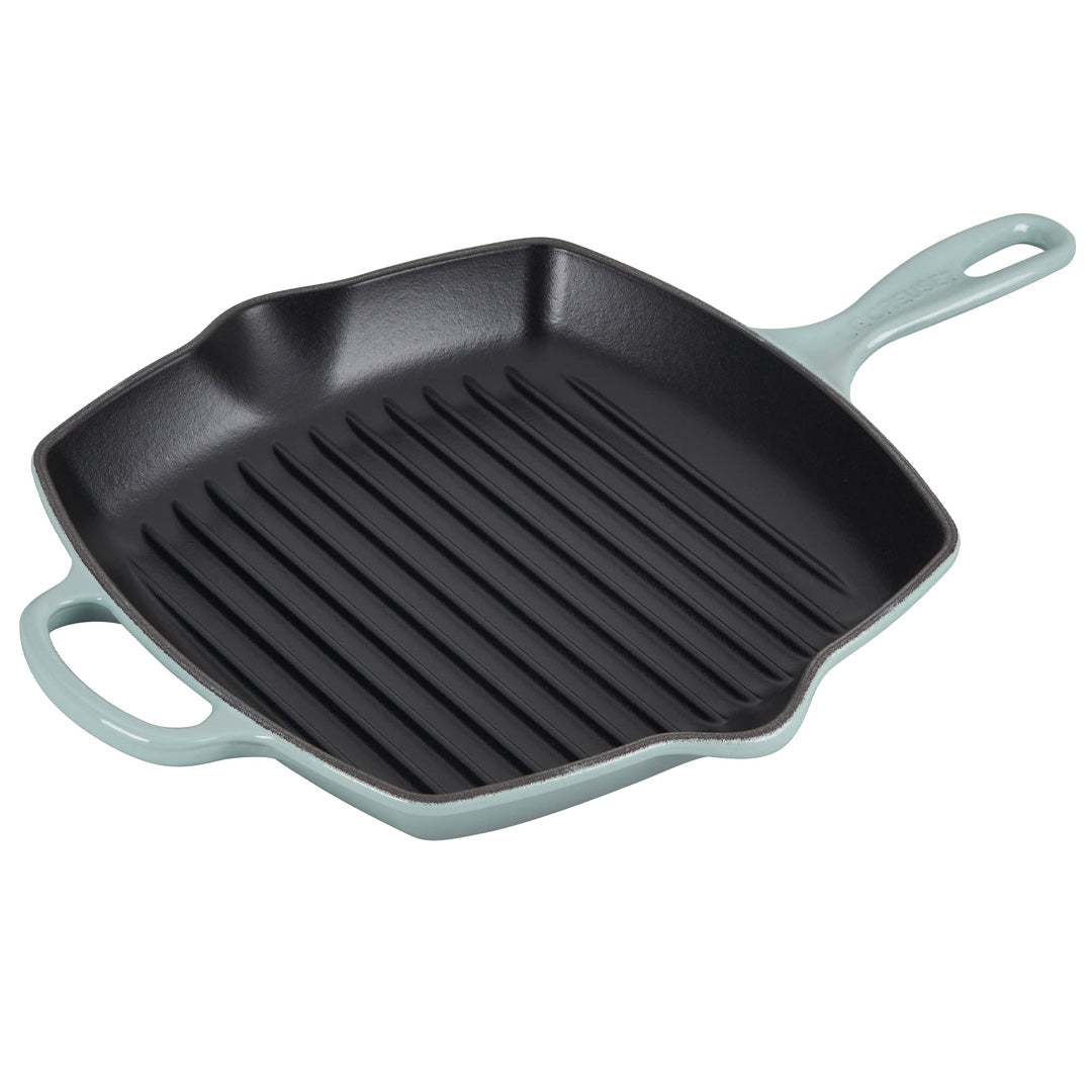 Le Creuset Enameled Cast Iron Signature 10.25'' Square Skillet Grill with Handle - Thumbnail 4