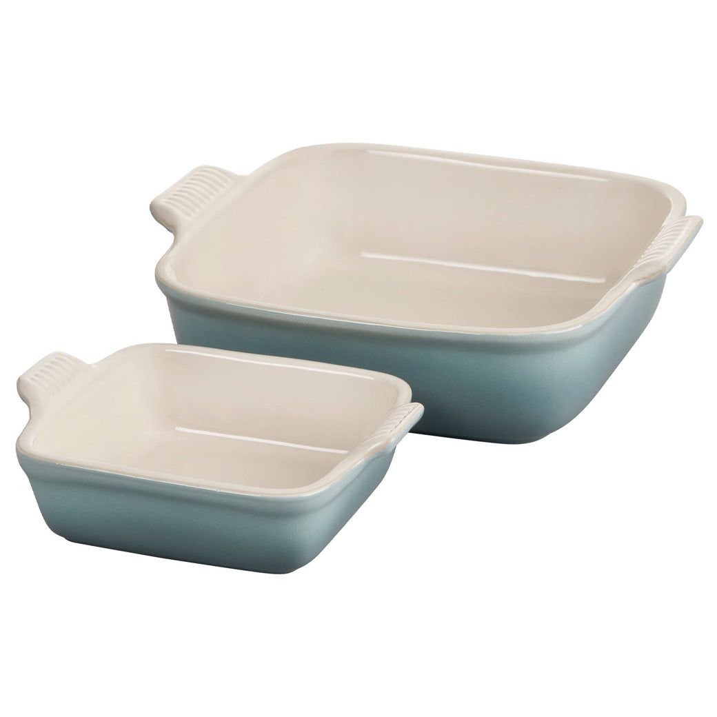 Le Creuset Stoneware Heritage Set of 2 Square Dishes - Sea Salt | J.L. Hufford