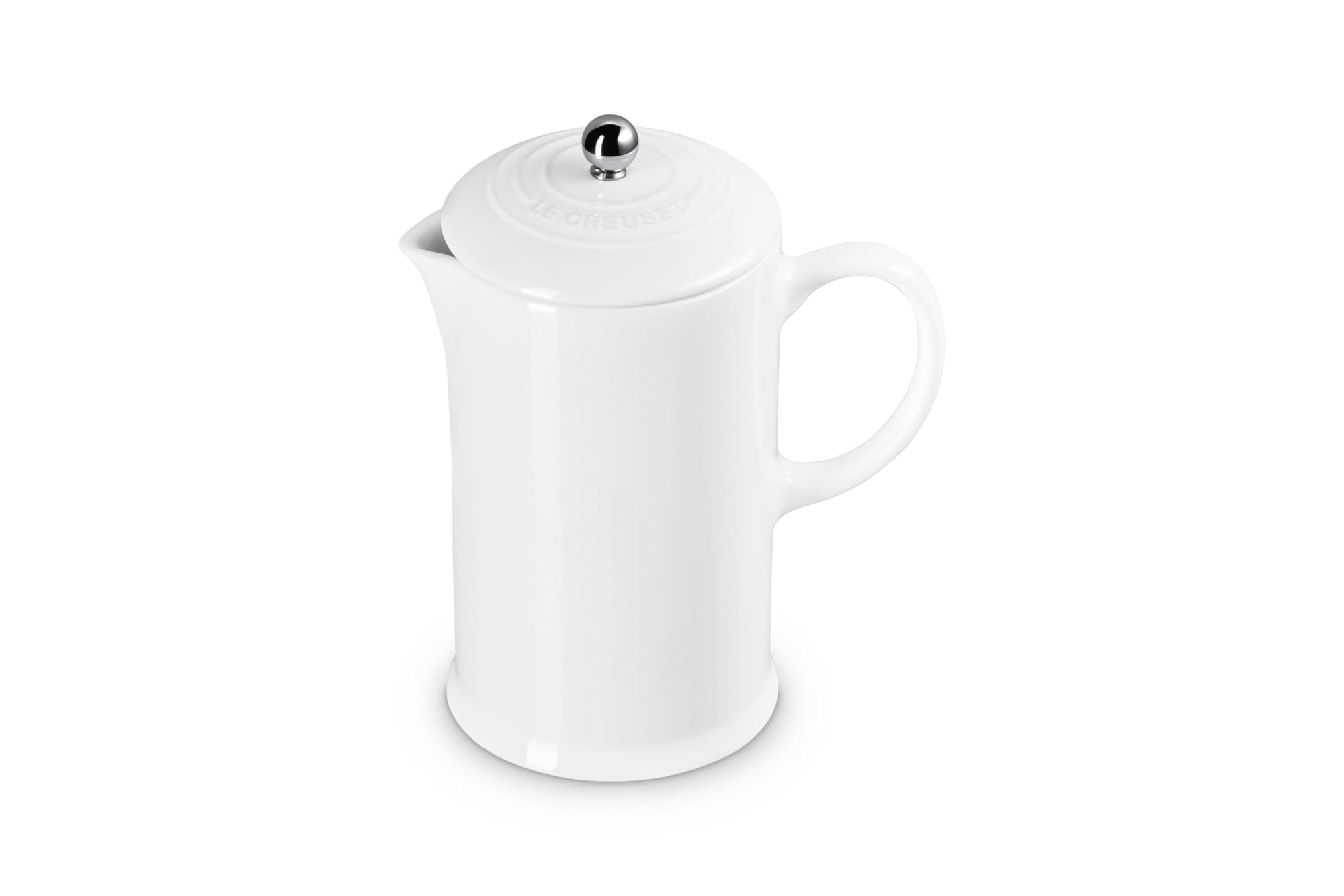 White Le Creuset Stoneware French Press, 34 oz. displayed on a white background