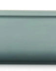 Side view of a rectangular ceramic baking dish in a muted sage green color, featuring two small white handles on the sides, shown against a plain white background.