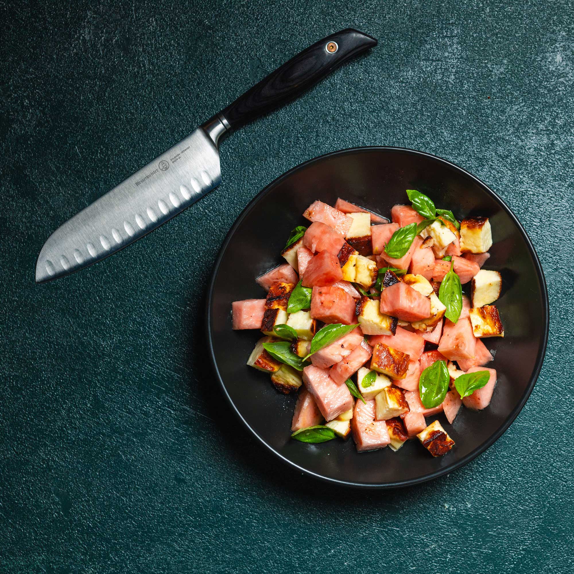 Messermeister Blacksmith Santoku Knife with Kullens / 6.5”