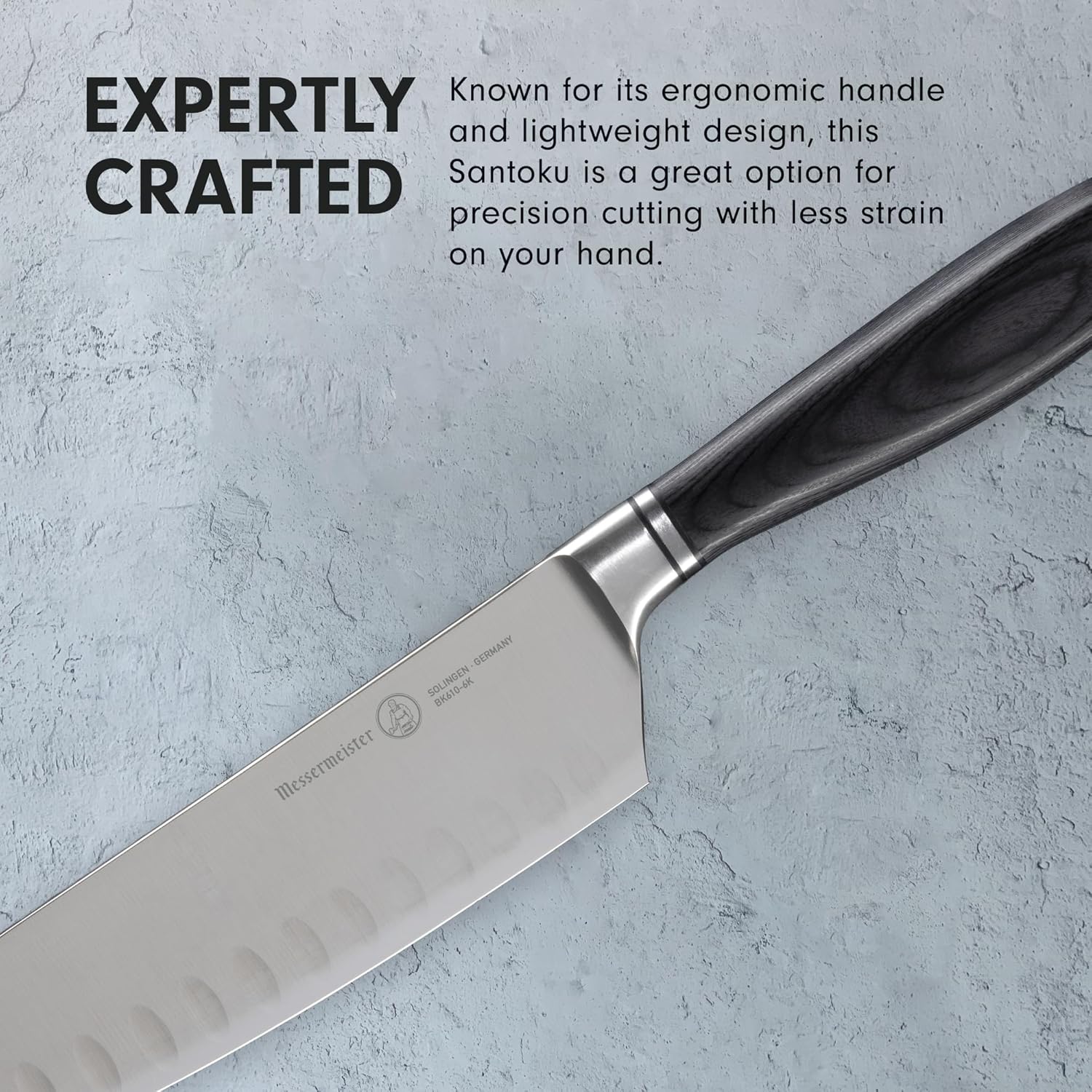 Messermeister Blacksmith Santoku Knife with Kullens / 6.5”