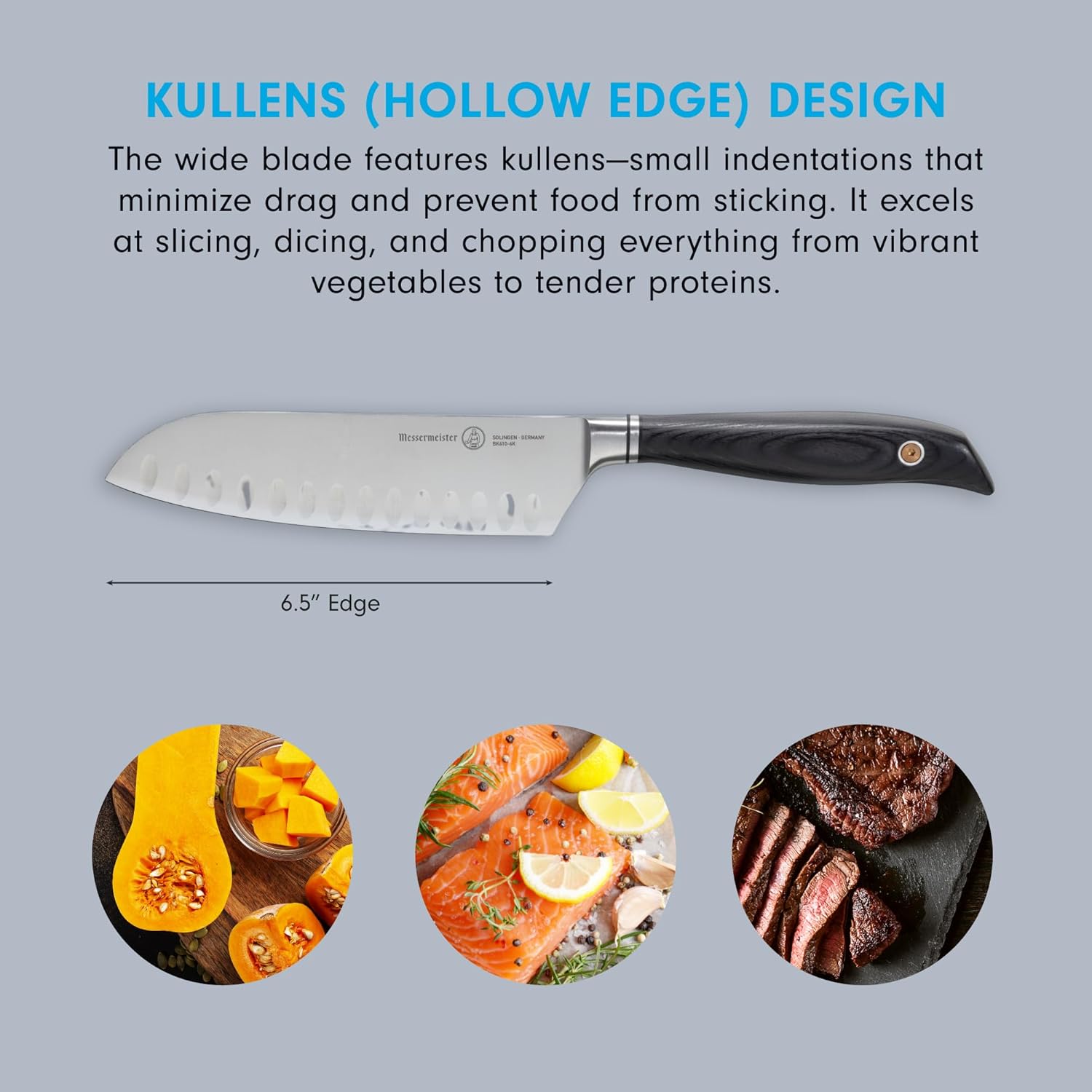 Messermeister Blacksmith Santoku Knife with Kullens / 6.5” - Thumbnail 4