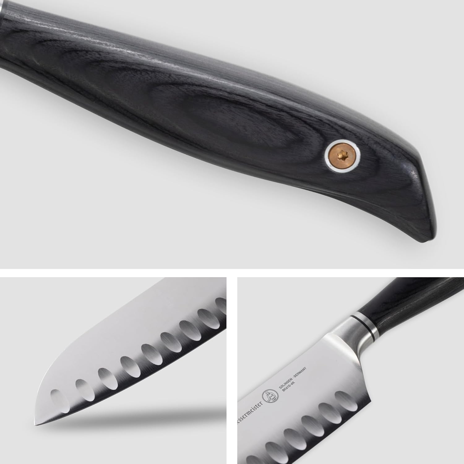 Messermeister Blacksmith Santoku Knife with Kullens / 6.5” - Thumbnail 3