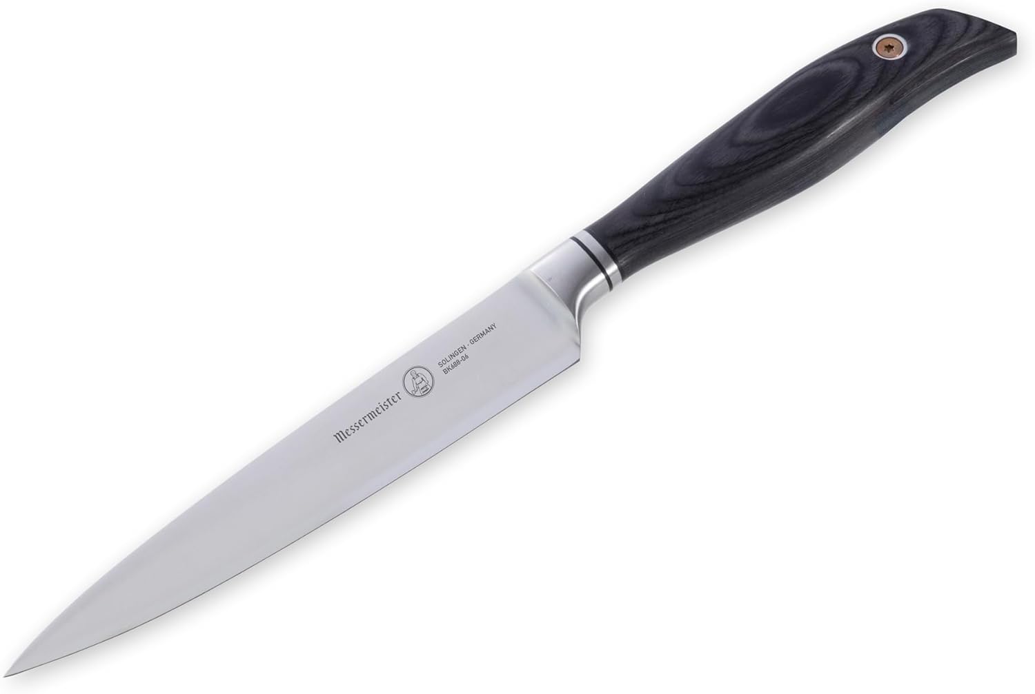 Knife with a black handle on a white background