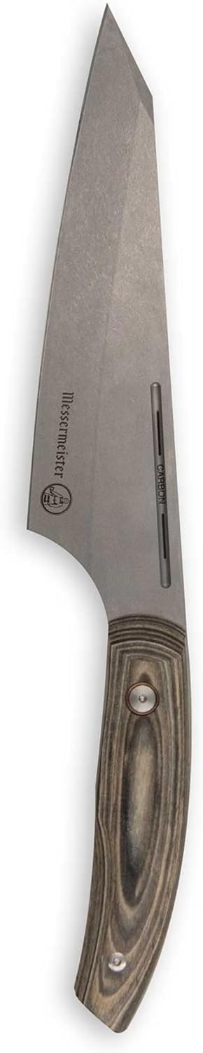 Chef's knife with a wooden handle on a white background