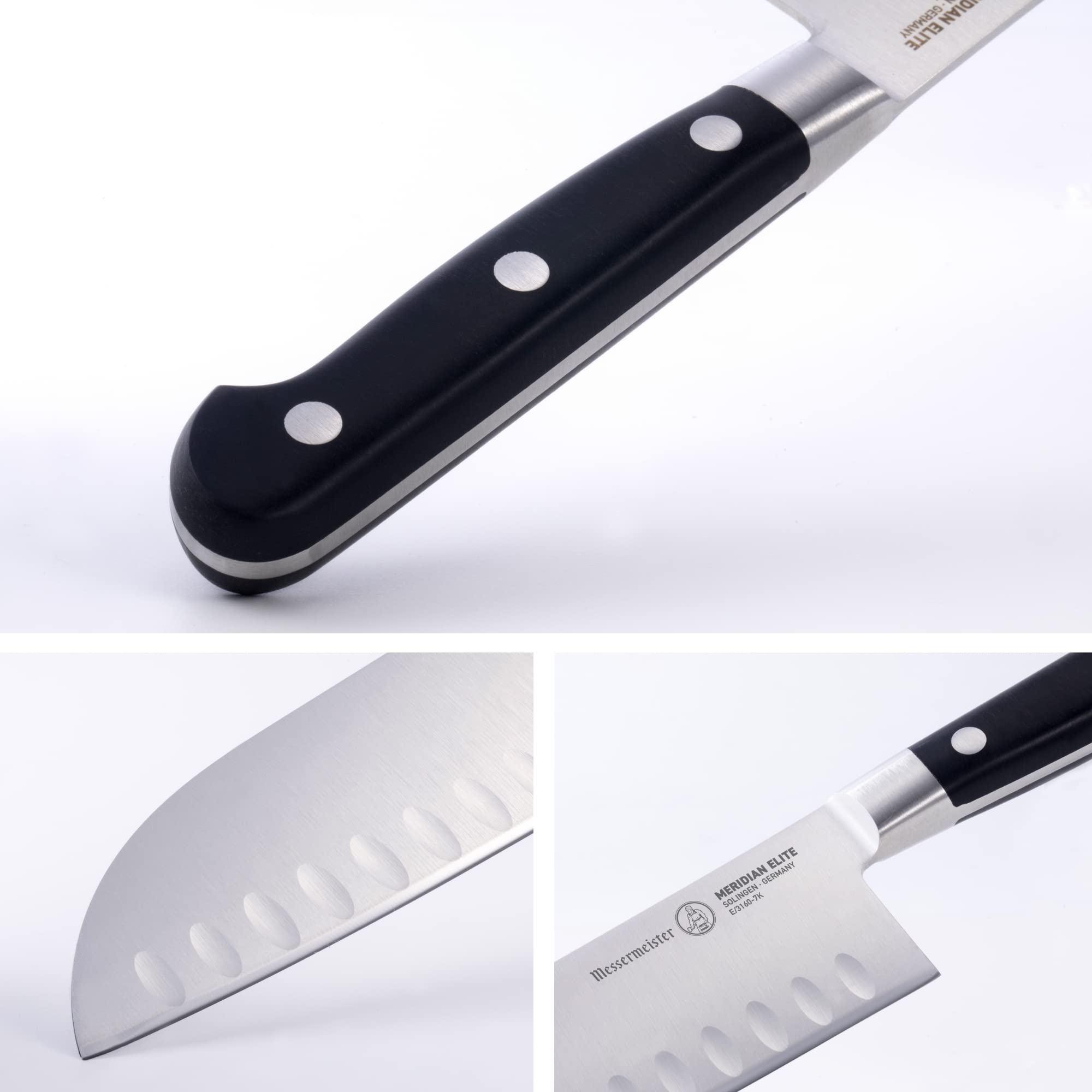 Messermeister Meridian Elite Kullenschliff Santoku Knife, 7" - Thumbnail 2