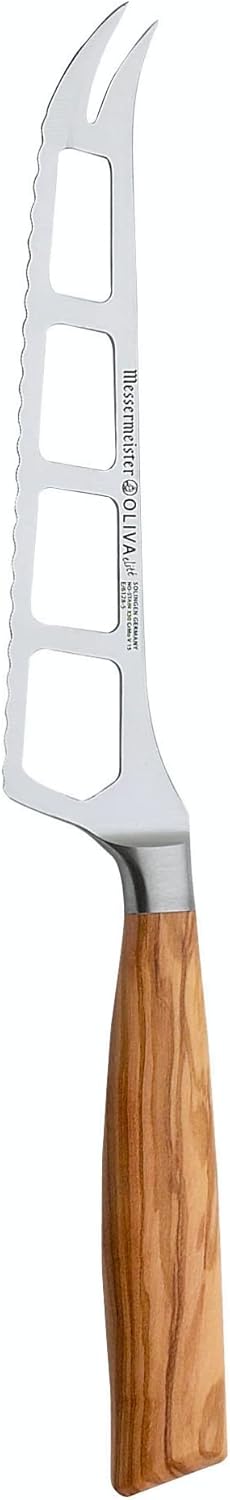 Cheese knife with wooden handle on a white background