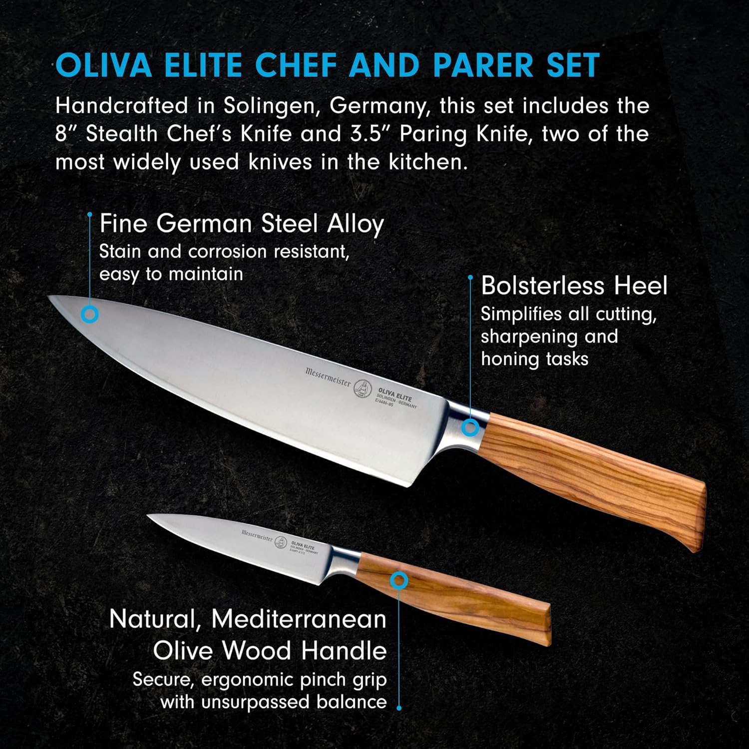 Messermeister Oliva Elite Chef & Parer Set / 2 Pc. - Thumbnail 5