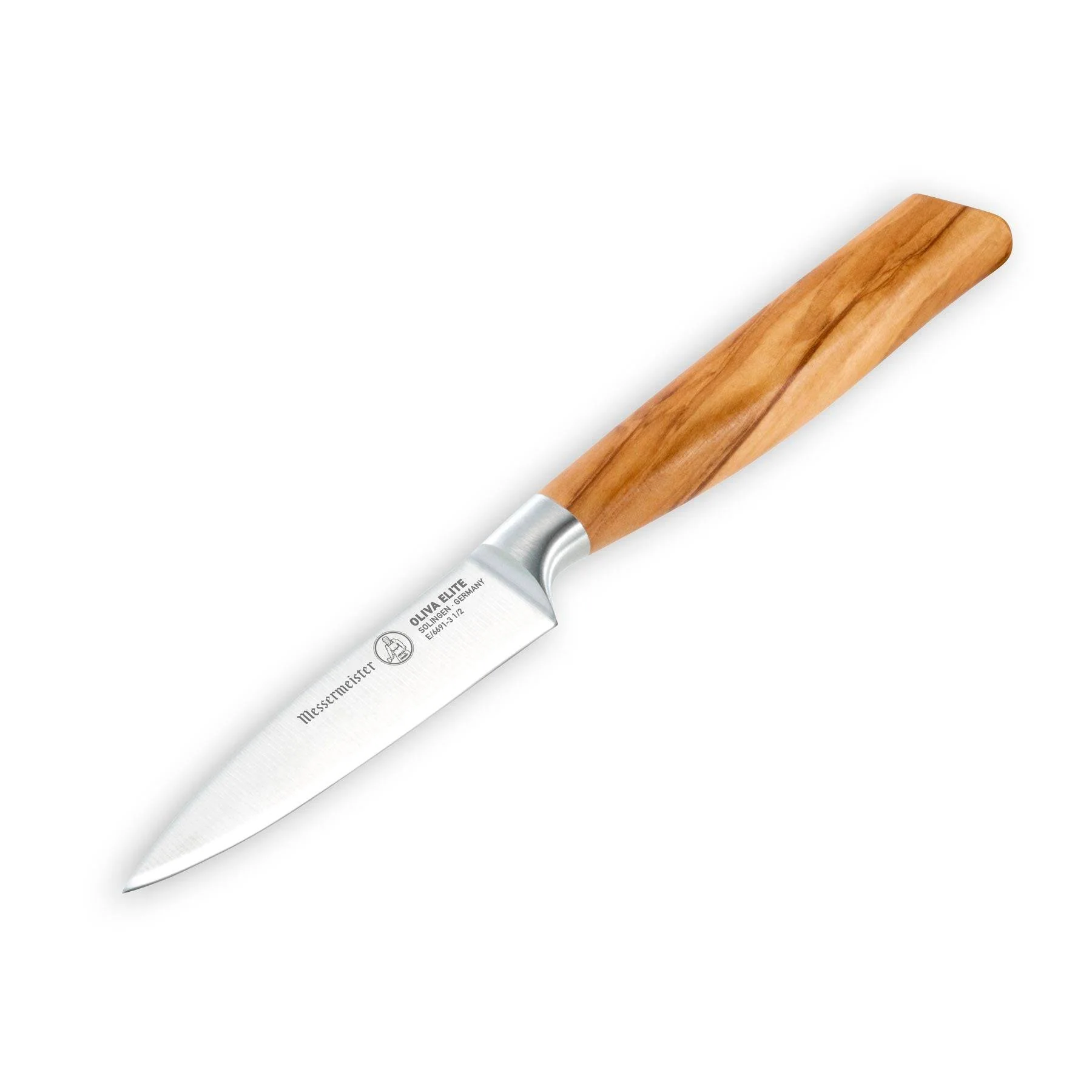 Knife with a wooden handle on a white background