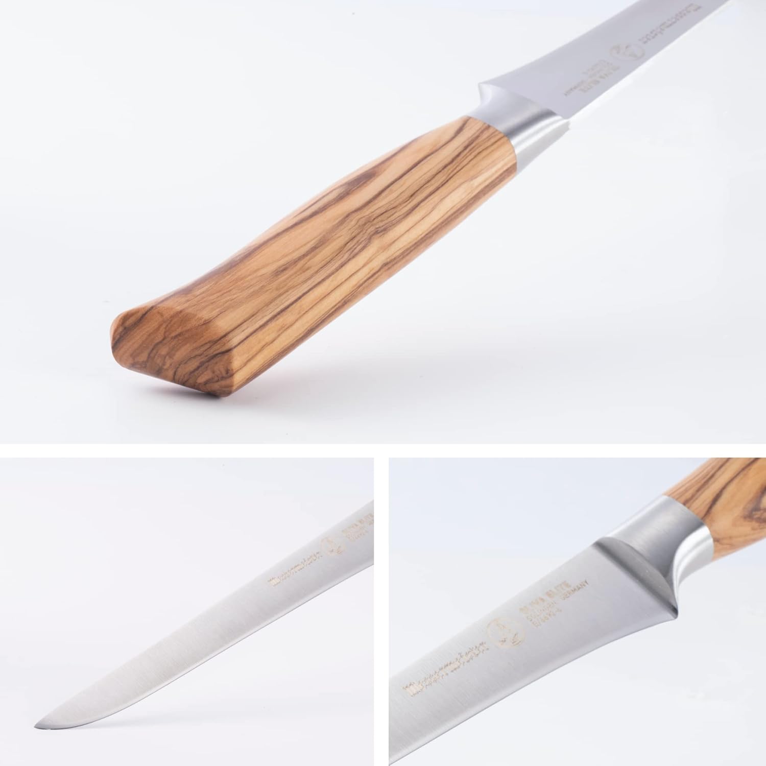 Knife with wooden handle on a white background