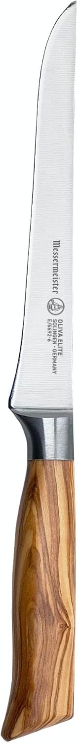 Knife with wooden handle and silver blade on a white background