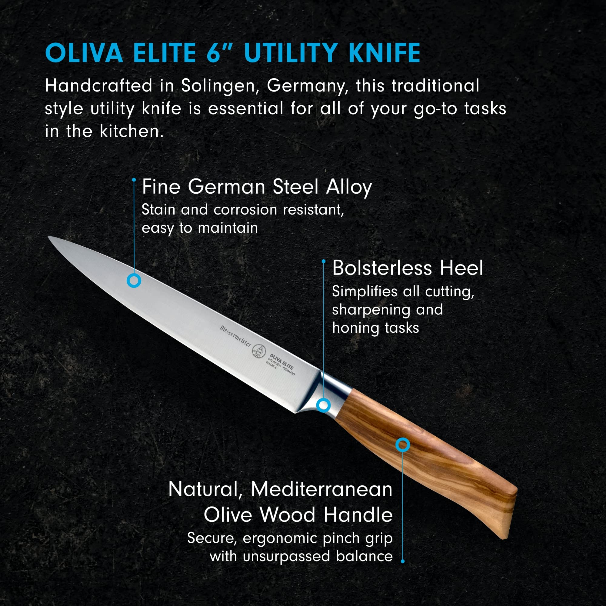 Messermeister Oliva Elite Utility Knife, 6&quot;