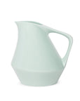 Front view of sage green ceramic pitcher on a white background