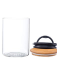 Empty Glass jar with airscape logo as well as airtight lid and bamboo lid