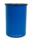 Matte blue cylindrical container with black lid on a white background, featuring the 'AIRSCAPE' brand.