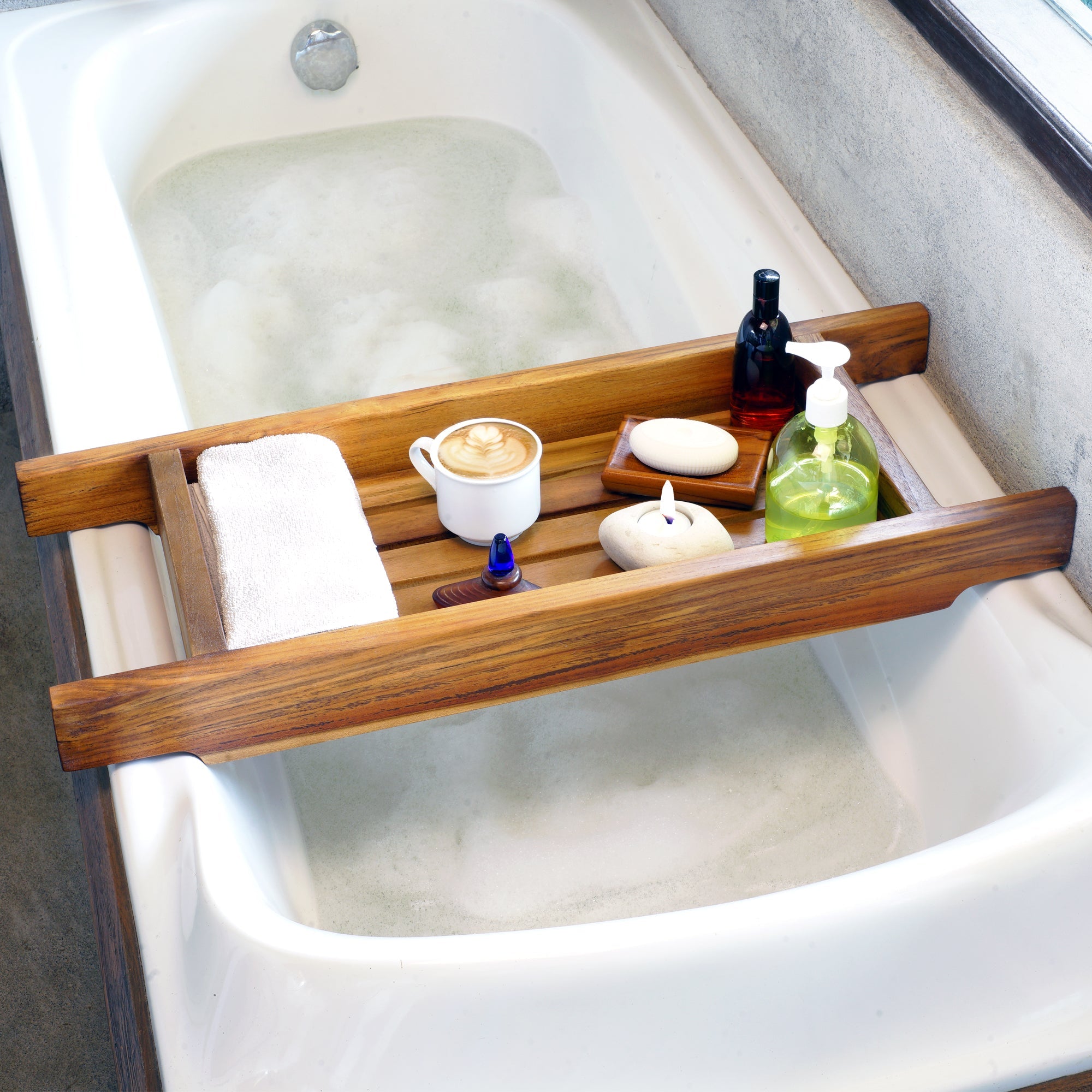 Rico & Plato 30" Dugway Teak Tub Caddy - Thumbnail 5