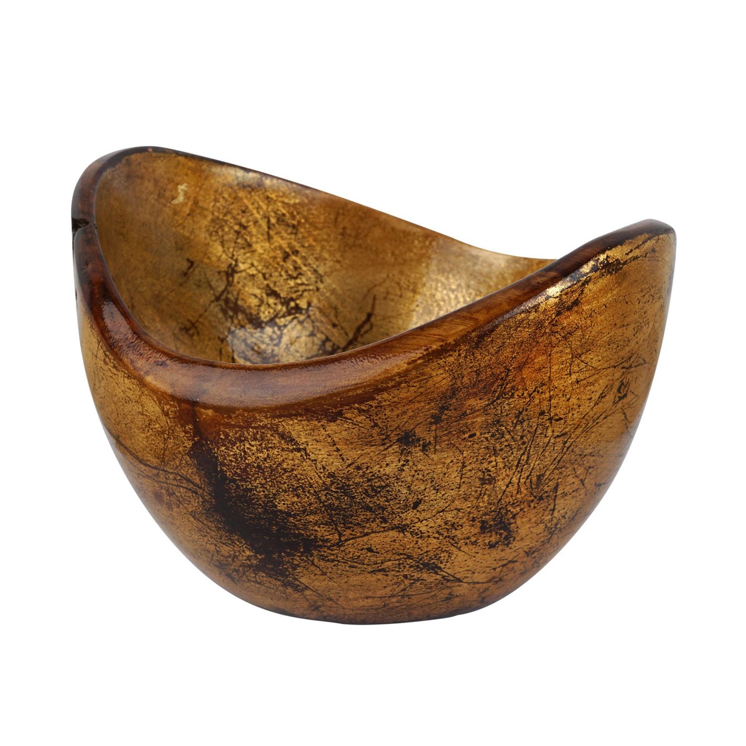 Rico & Plato Adagio Teak Bowl with Distressed Copper Leaf Exterior - Thumbnail 4