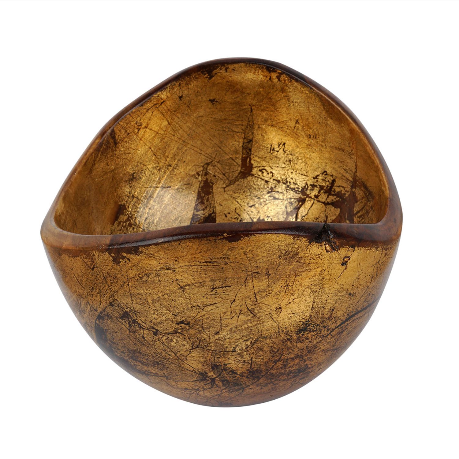 Rico & Plato Adagio Teak Bowl with Distressed Copper Leaf Exterior - Thumbnail 3