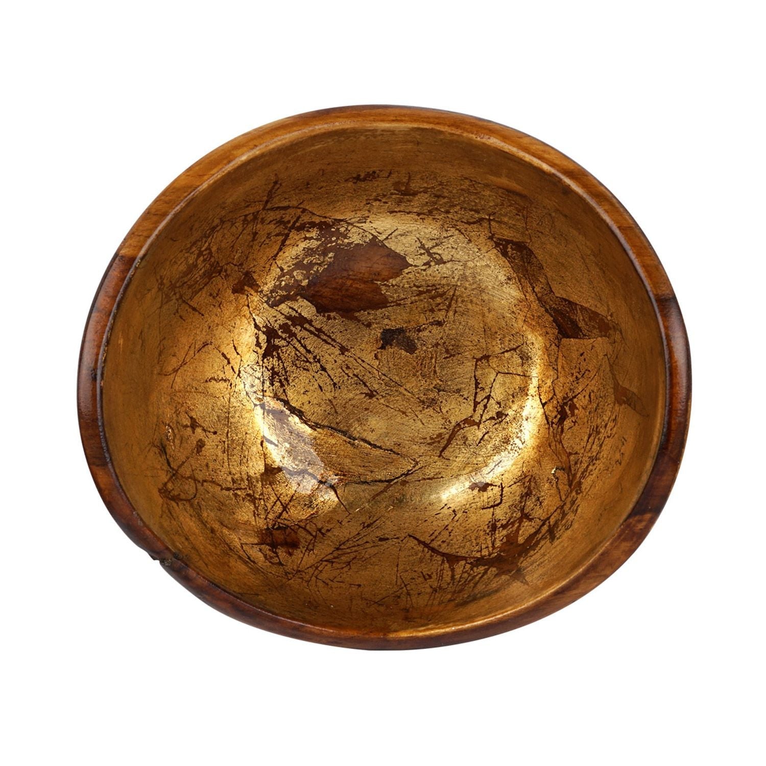 Rico & Plato Adagio Teak Bowl with Distressed Copper Leaf Exterior - Thumbnail 2