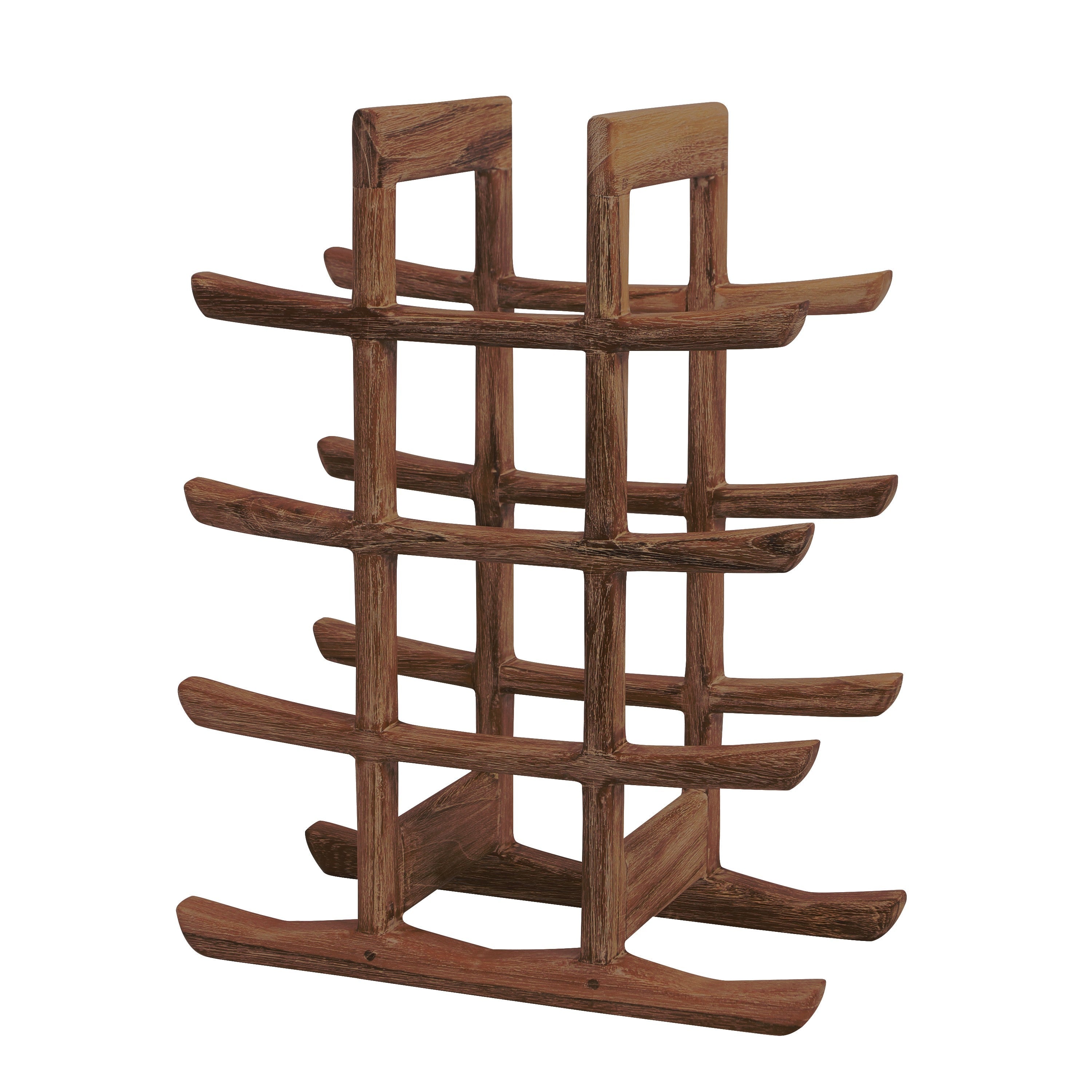 Rico & Plato Akio Whitewash Teak Oriental Bottle Holder and Wine Rack - Thumbnail 2