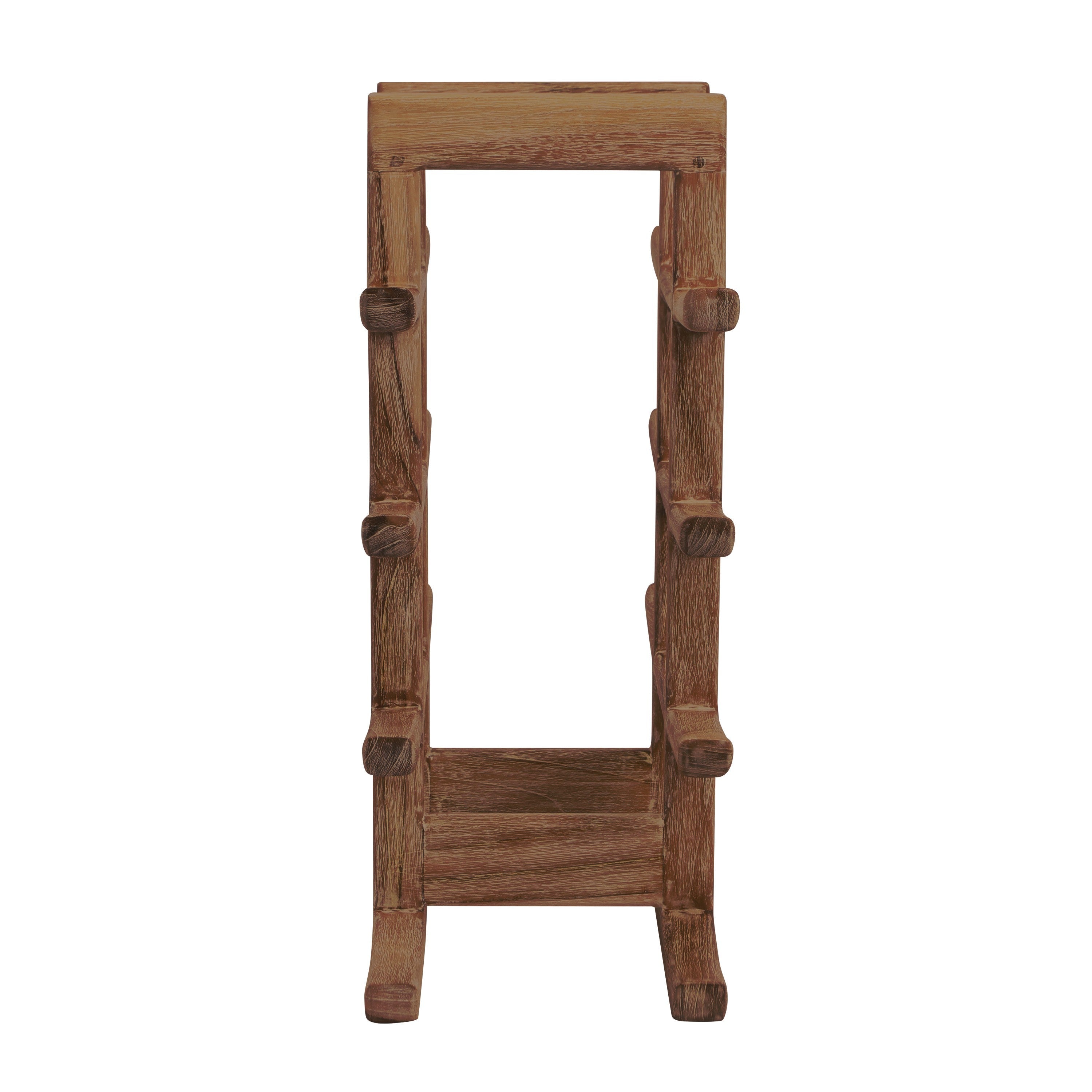 Rico & Plato Akio Whitewash Teak Oriental Bottle Holder and Wine Rack - Thumbnail 3