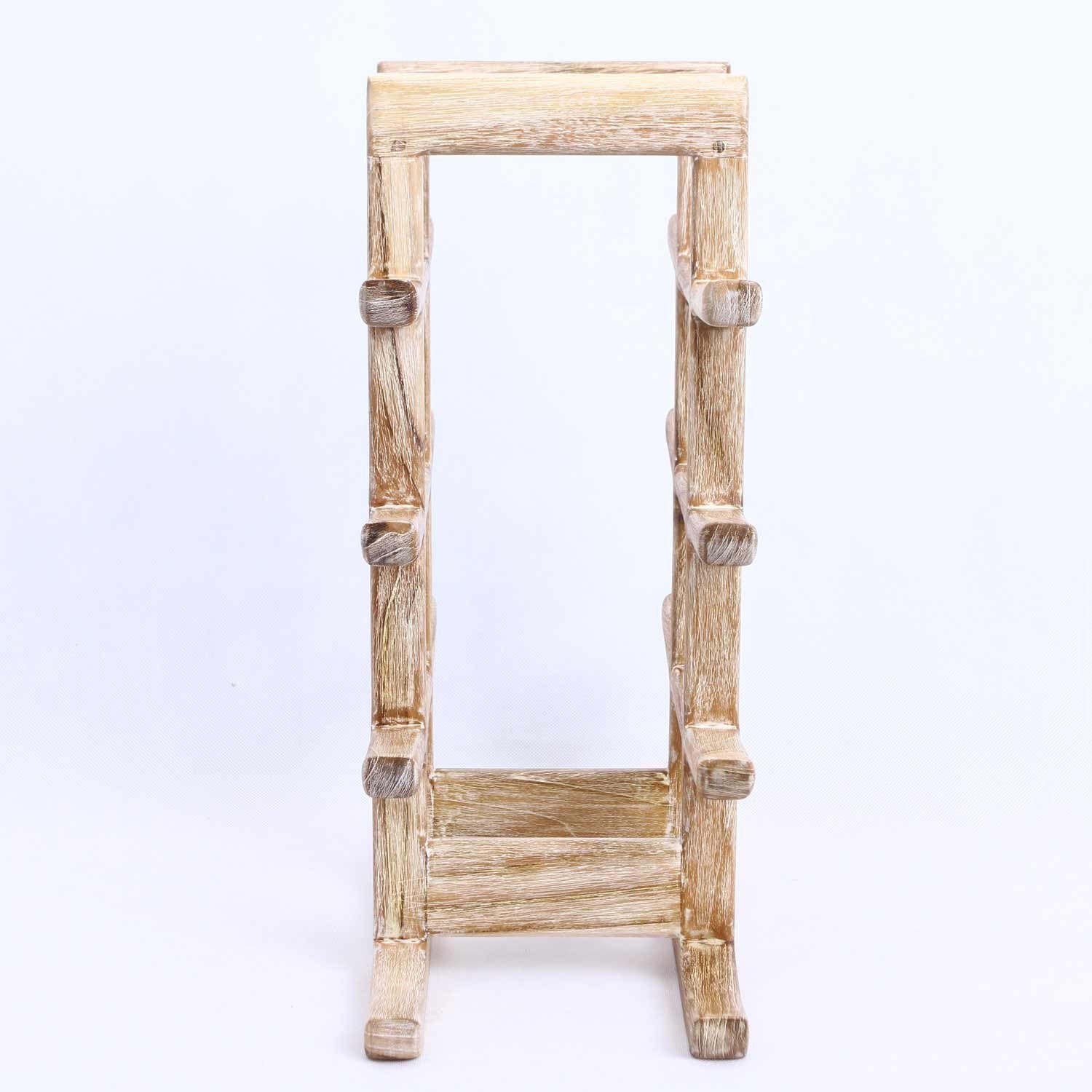 Rico & Plato Akio Whitewash Teak Oriental Bottle Holder and Wine Rack